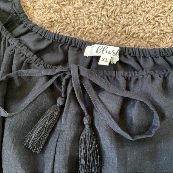 NWT! Black Boho Wide Flutter Sleeve Crop Smock Top/Blouse, 1970’s, Stevie Nicks - Picture 4 of 11